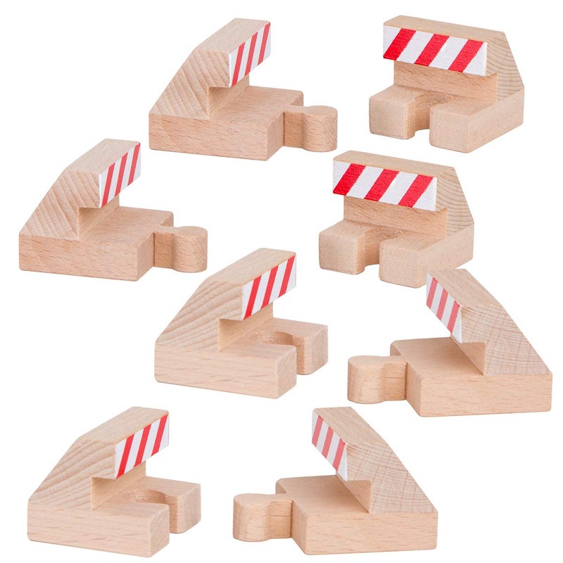 ORBRIUM 8 Piece Wooden Train Track End Bumper Buffer Stop Wooden Train Tracks Accessories Set Compatible with Thomas The Tank Engine, Brio, IKEA, Melissa & Doug Wooden Railways